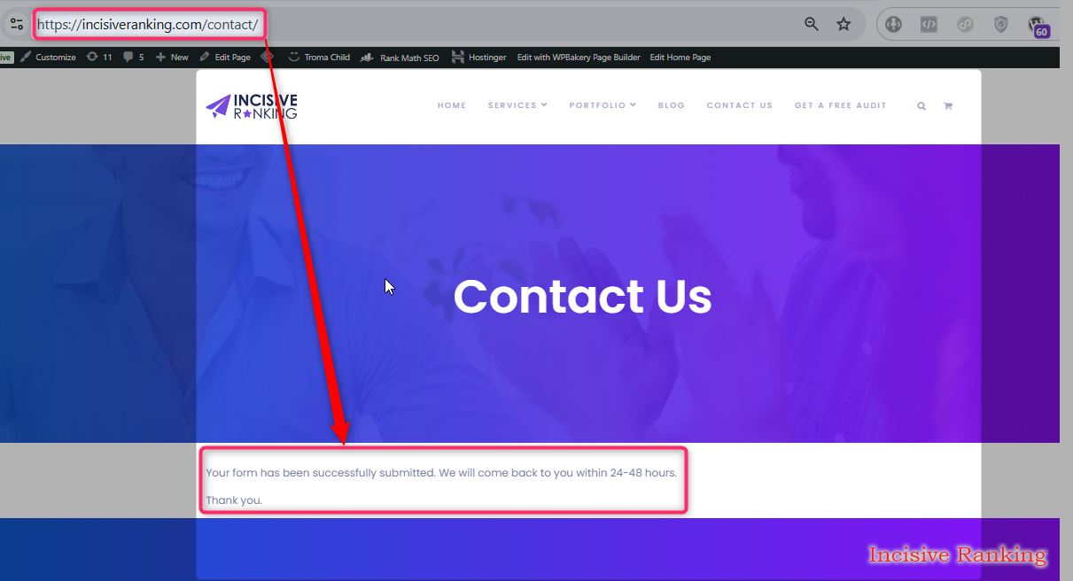 Master Ninja Forms Tracking: How to Track AJAX Submissions in GTM (Step-by-Step Guide) 20 Contact Us Confirmation Screenshot