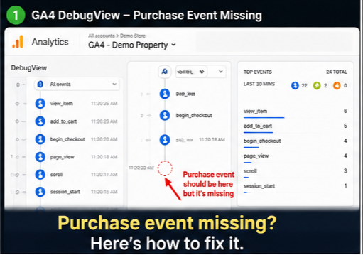 How to Fix GA4 Purchase Event Not Firing (2026 Troubleshooting) 2 | Incisive Ranking